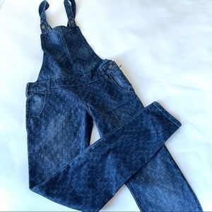 Hollister denim patterned overalls sz small